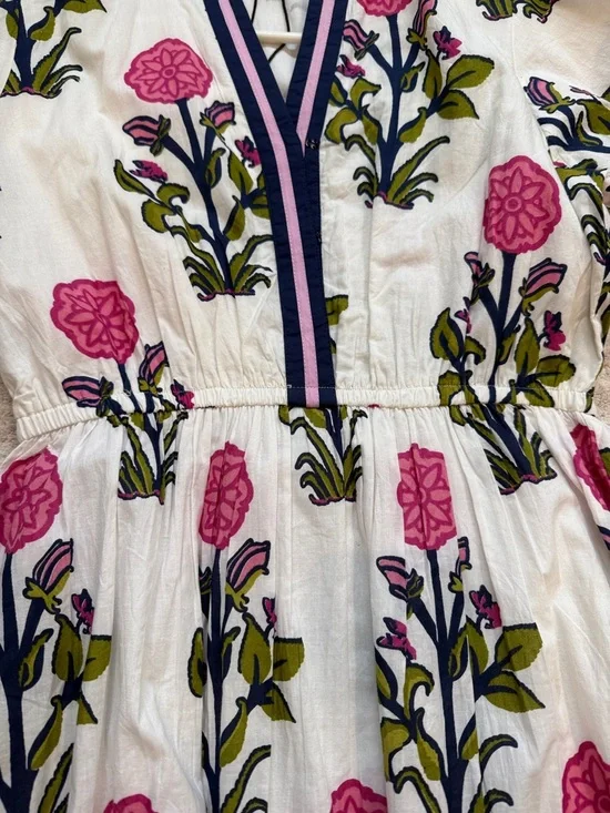 💙 NWT 💙 THML • White Floral Puff Sleeve Maxi Dress with Contrast Collar • Small - Picture 9 of 16